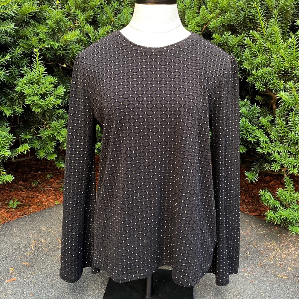 Michael Kors Gold and Black Velvet Shirt Large P